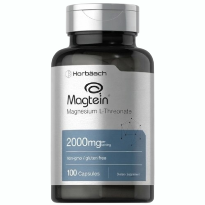 Magtein L-Threonate  2000 mg | 100 cápsulas Sin OMG y sin gluten  Horbaach