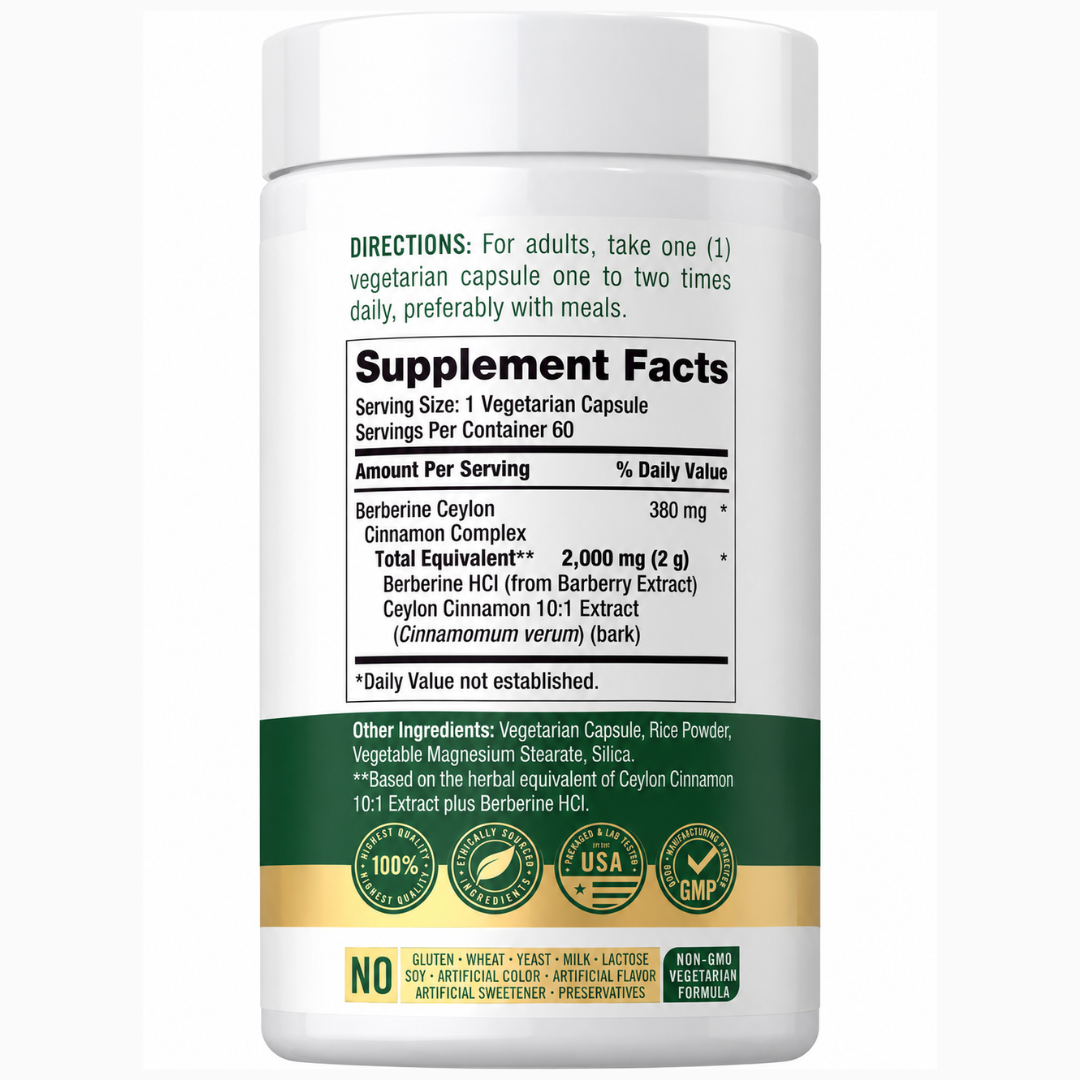 Carlyle Berberina con canela de Ceilán | Complejo de 2000 mg - 60 Capsulas