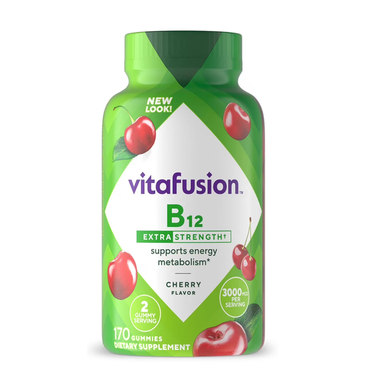 Vitafusion Extra Strength B12 Vitamin Gummies, 3000 mcg, Cherry 170 gomitas