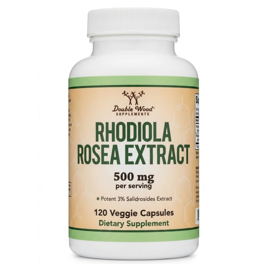 Double Wood Suplemento Rhodiola Rosea de 500 mg, 120 cápsulas veganas
