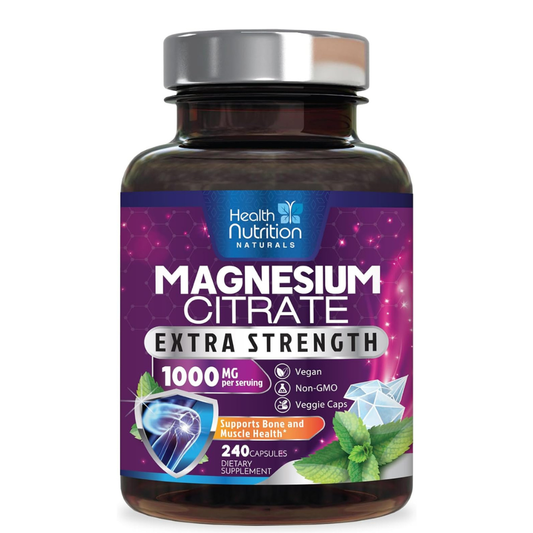 Health Nutrition Citrato de magnesio Extra fuerte  1000 mg  240 cápsulas