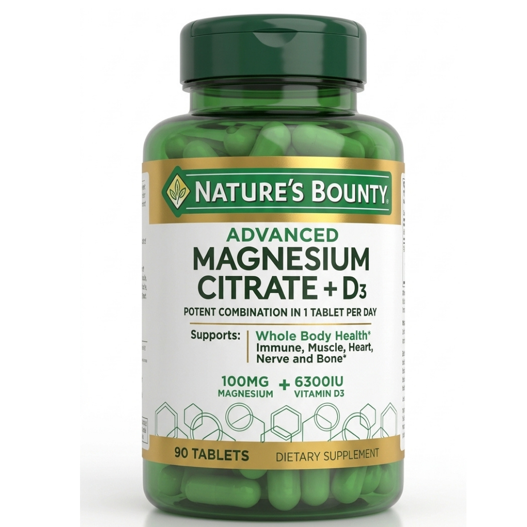 Nature's Bounty Advanced D3 + fórmula inmune de citrato de magnesio,90 Tabletas
