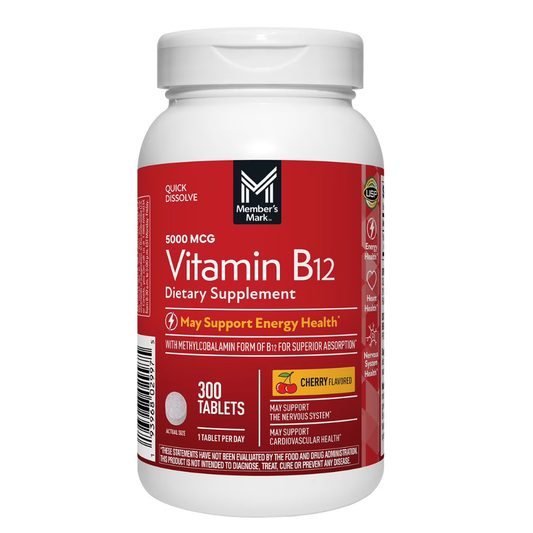 Vitamina B12 5000 mcg, Members mark  300 Tabletas