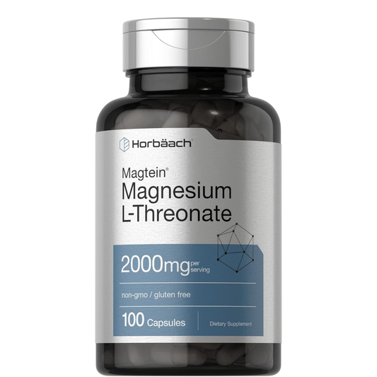 Magtein L-Threonate  2000 mg | 100 cápsulas Sin OMG y sin gluten  Horbaach