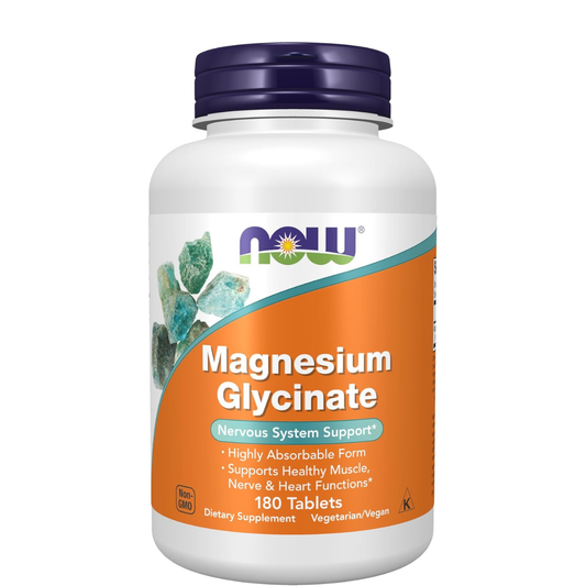 Now - Magnesio Glycinate 200mg por porcion , 180 tabletas