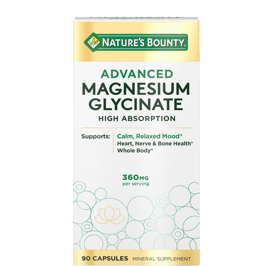 Nature's Bounty Suplemento de glicinato de magnesio Calm, 90 cápsulas