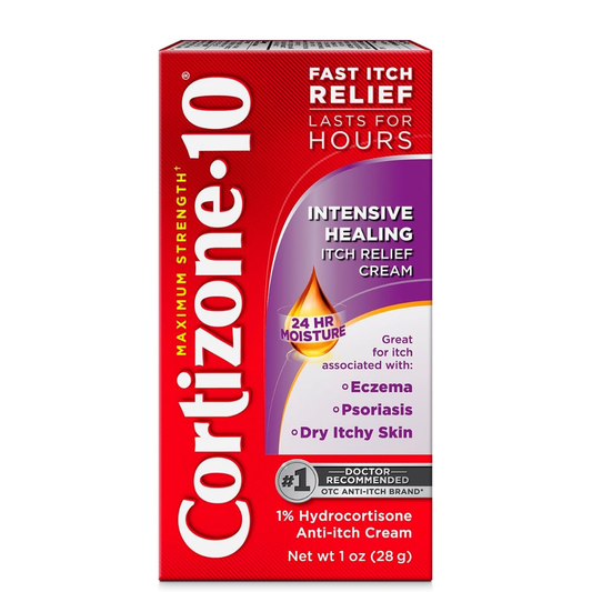 Cortizone-10 Crema intensiva para aliviar la picazón de máxima fuerza, 1% de hidrocortisona 28g