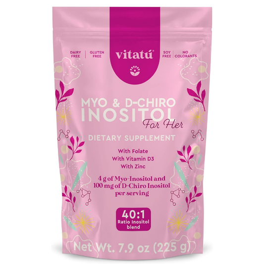 Vitatú Myo Inositol (4g) & D-Chiro Inositol (1g) Ideal Mix 40:1  para 45 Dias con acido Folico y  Vitamin D3 + Zinc,  225 g