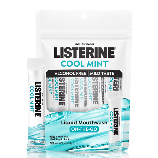 Listerine-  On-The-Go de Enjuague Bucal sin Alcohol Sabor Menta Fresca,  paquete de 15uni