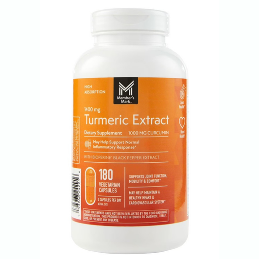 Cúrcuma Turmeric  Extra Fuerte de Member's Mark 1400 mg.- 180 Capsulas