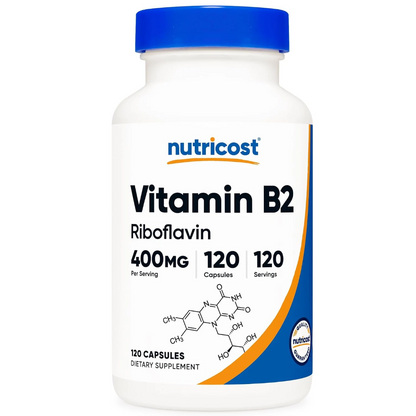 Nutricost - Vitamina B2 Riboflavin 400mg, 120 Capsulas