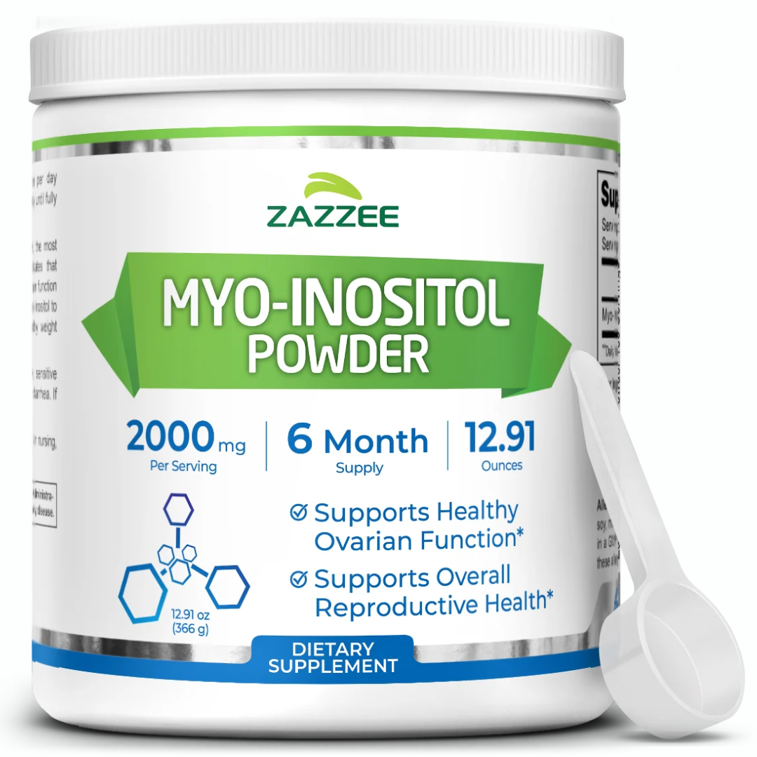 Zazzee Polvo de mio-inositol, 2000 mg por porción, 100% puro, vegano y sin OMG 366gr- 183 porciones