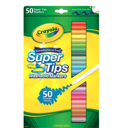 Crayola Supertips - Plumones  Lavables, 50 unidades