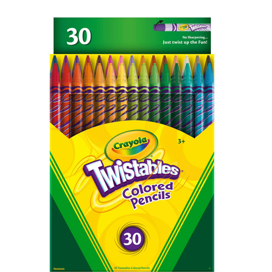 Crayola Twistables Lápices de colores que no se tajan , herramientas de arte, 30 colores
