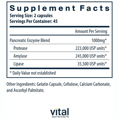 Vital Nutrients - Pancreatic Enzymes, 90 capsulas
