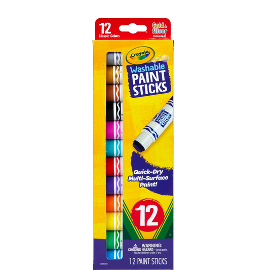 Crayola Barras de pintura de secado rápido, pintura lavable - 12 palitos de pintura