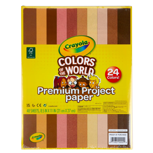 Crayola Papel de construcción en colores del mundo, 21 cm x 27 cm 24 colores, suministros para manualidades, 48 hojas