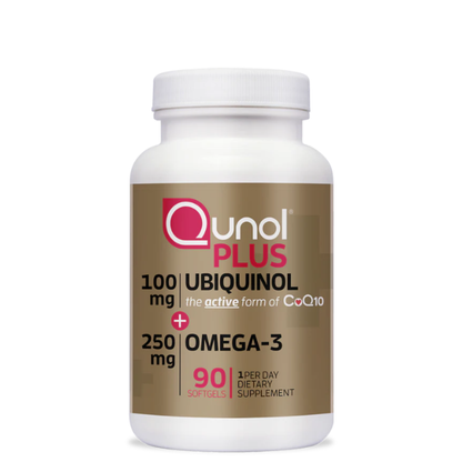 Ubiquinol 100 mg + Omega-3 250 mg Qunol Plus - 90 Capsulas Blandas