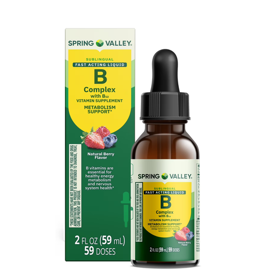 Spring Valley Complejo sublingual de vitamina B con vitamina B-12 , 59 ml