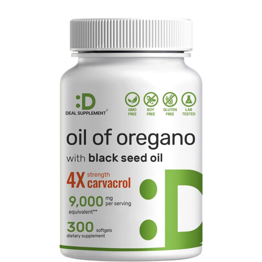 Deal Supplement Aceite de Oregano 9,000mg  4X Carvacrol -  300 Capsulas de Gel.