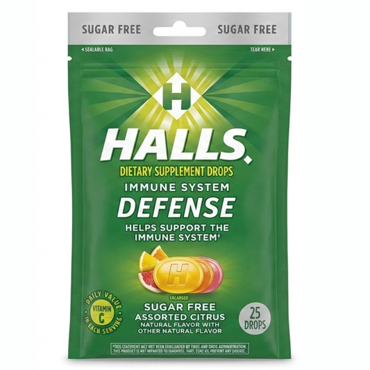 HALLS Immune SYSTEM DEFENSE - sabores citrus, 25 caramelos