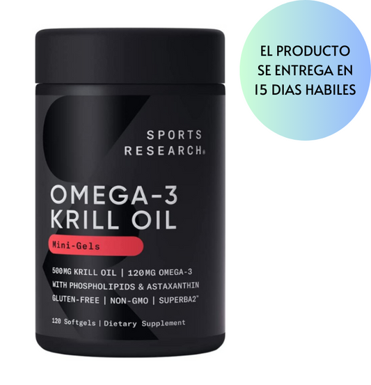 Sports Research Aceite de krill con EPA y DHA Omega 3, fosfolípidos y astaxantina del krill antártico, 1000 mg, 120 cápsulas de gel blandas