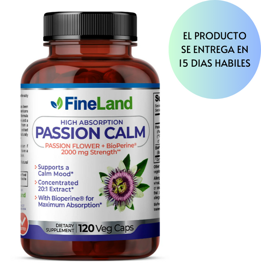 Passion Calm , Passion flower + Bioperine 2000mg - Fineland , 120 capsulas