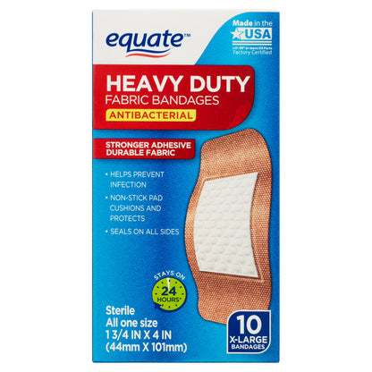 Equate Antibacterial Heavy Duty Fabric Bandages - 10 unidad