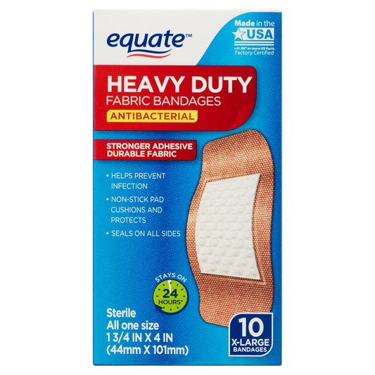 Equate Antibacterial Heavy Duty Fabric Bandages - 10 unidad
