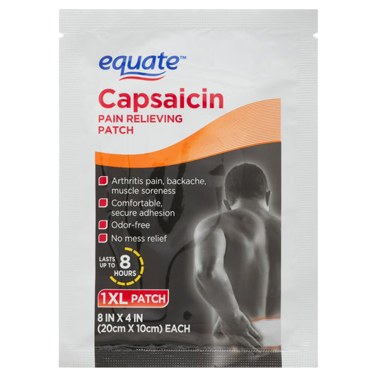 Equate Parche analgésico de capsaicina XL, 8 x 4 pulgadas, 1 unidad