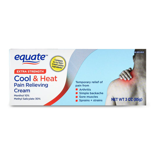 Crema analgésica Equate Extra Strength Cool & Heat con mentol al 10% y salicilato de metilo al 30%, 85 g