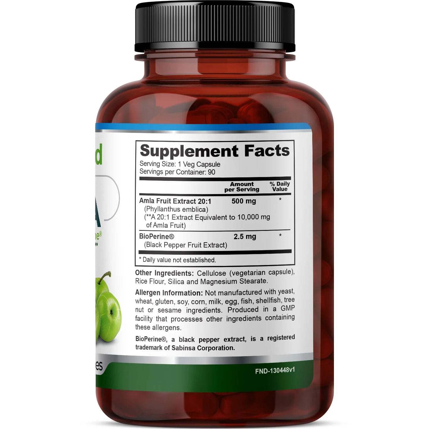 Amla 20:1  Extract + BioPerine 10,000mg , FineLand - 90 capsulas