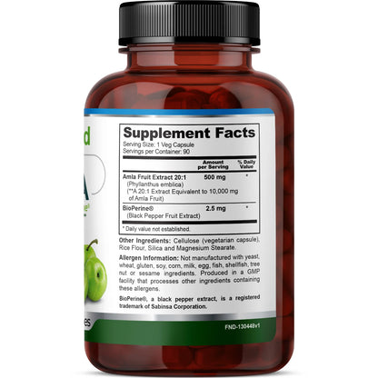 Amla 20:1  Extract + BioPerine 10,000mg , FineLand - 90 capsulas