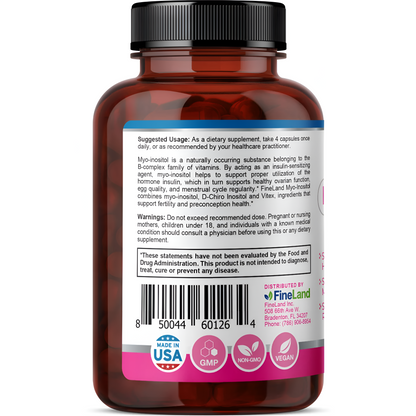 Myo-Inositol y D-Chiro Inositol 2550mg -Fineland , 120 capsulas