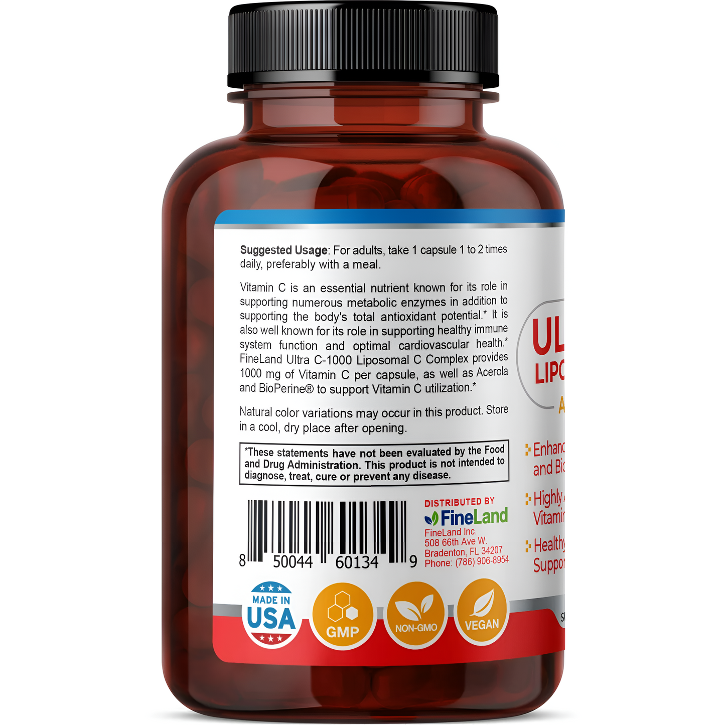 Ultra C-100 Liposomal, C complex - Fineland , 60 capsulas