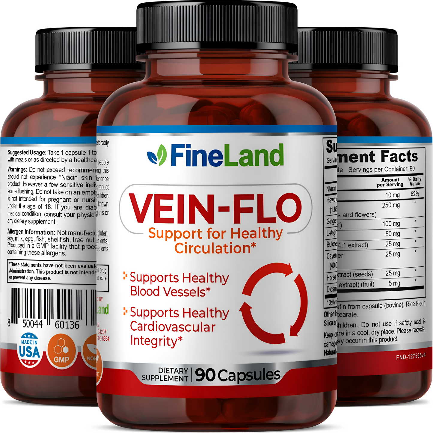 Vein-Flo apoyo para una circulación saludable- Fineland , 90 capsulas