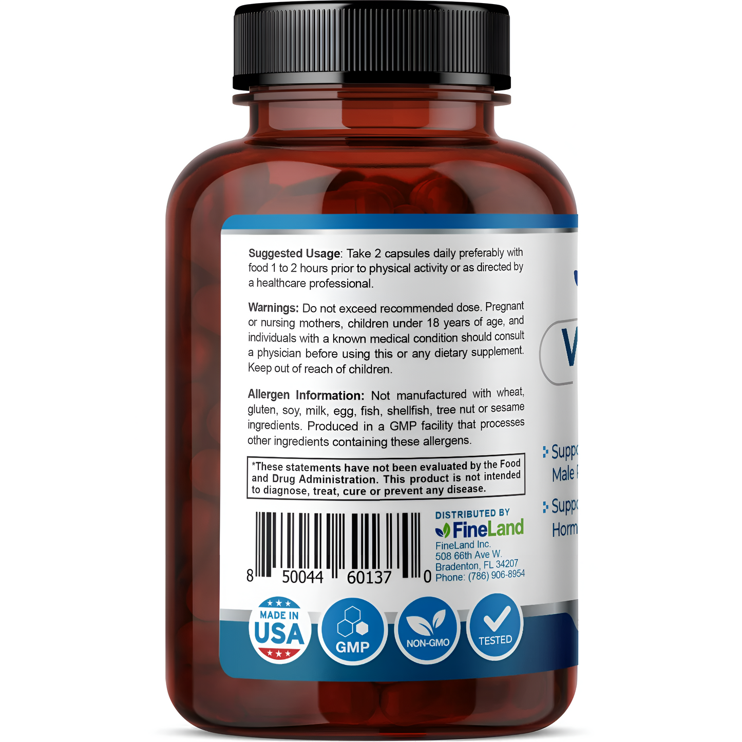 Virilitize herbal complex - Fineland , 60 capsulas