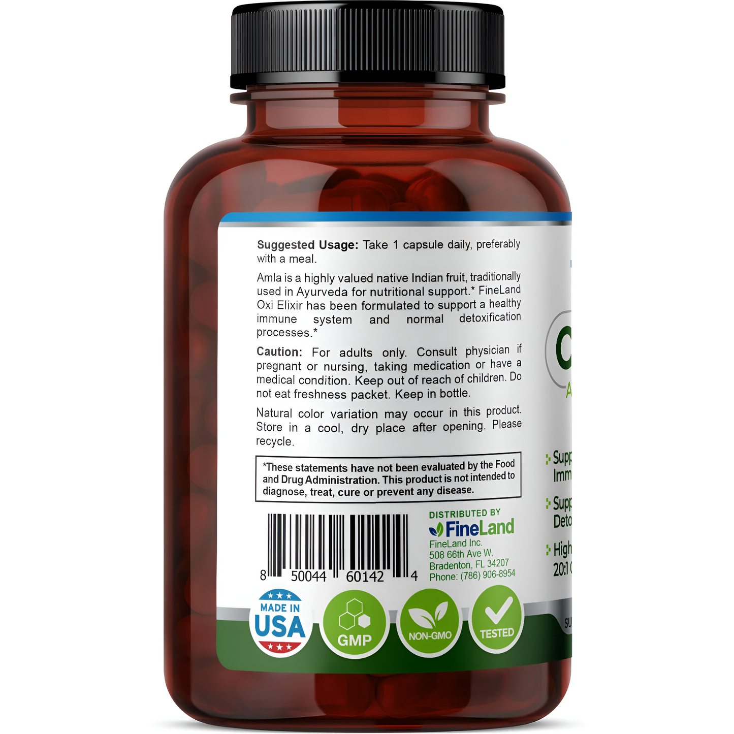 Oxi Elixir Amla Fruit + Bioperine 10,000mg-Fineland , 90 capsulas