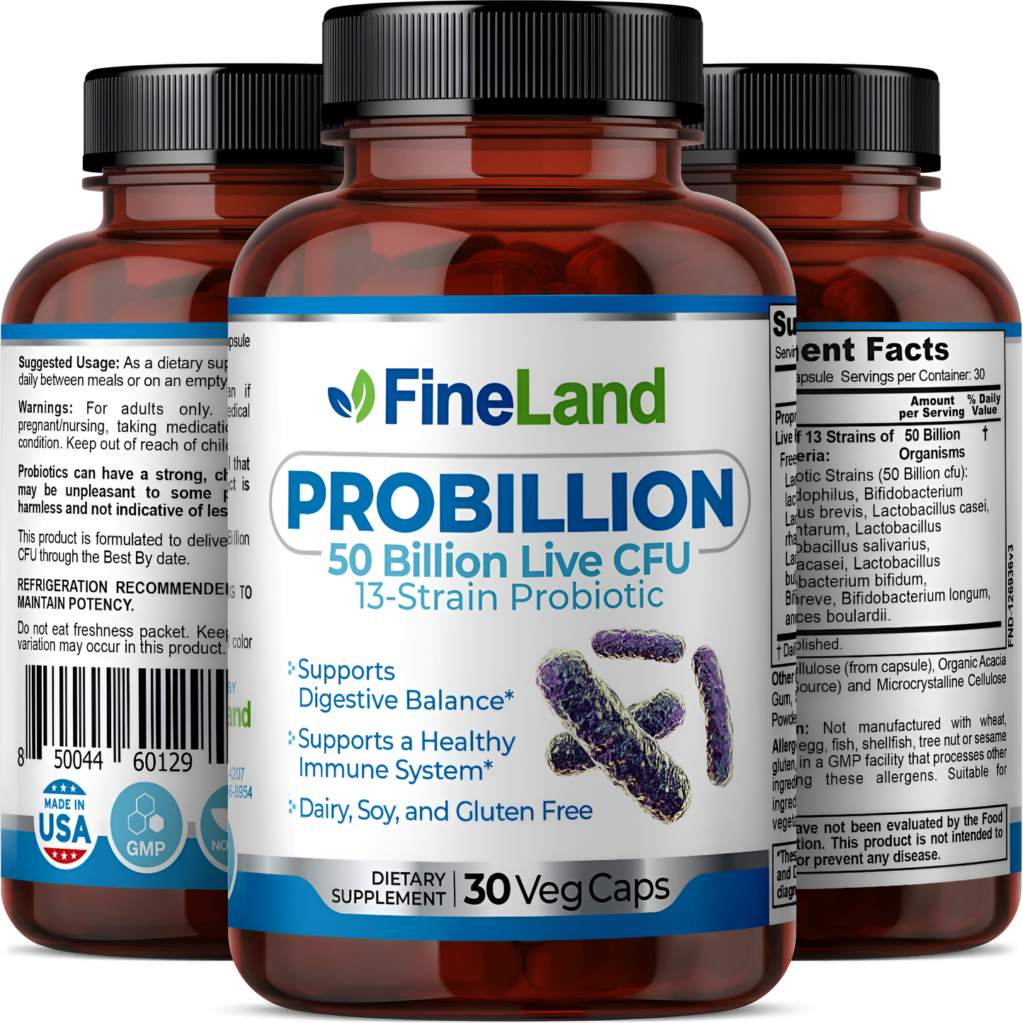 Probillion Fineland  50 billones de CFU vivas , 30  Capsulas