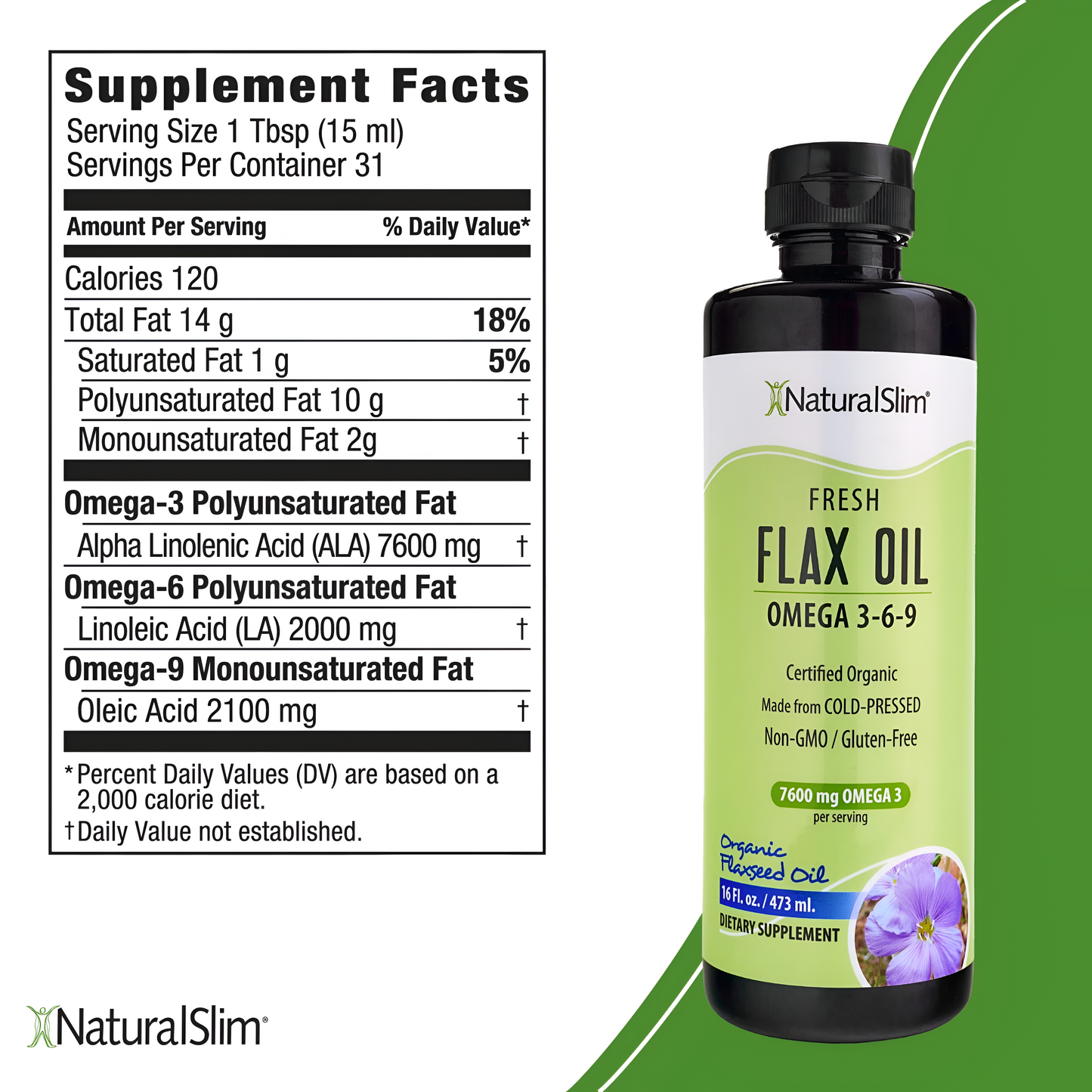 Flax Oil | Aceite de Lino (Omega 3-6-9) 473ml - NaturalSlim