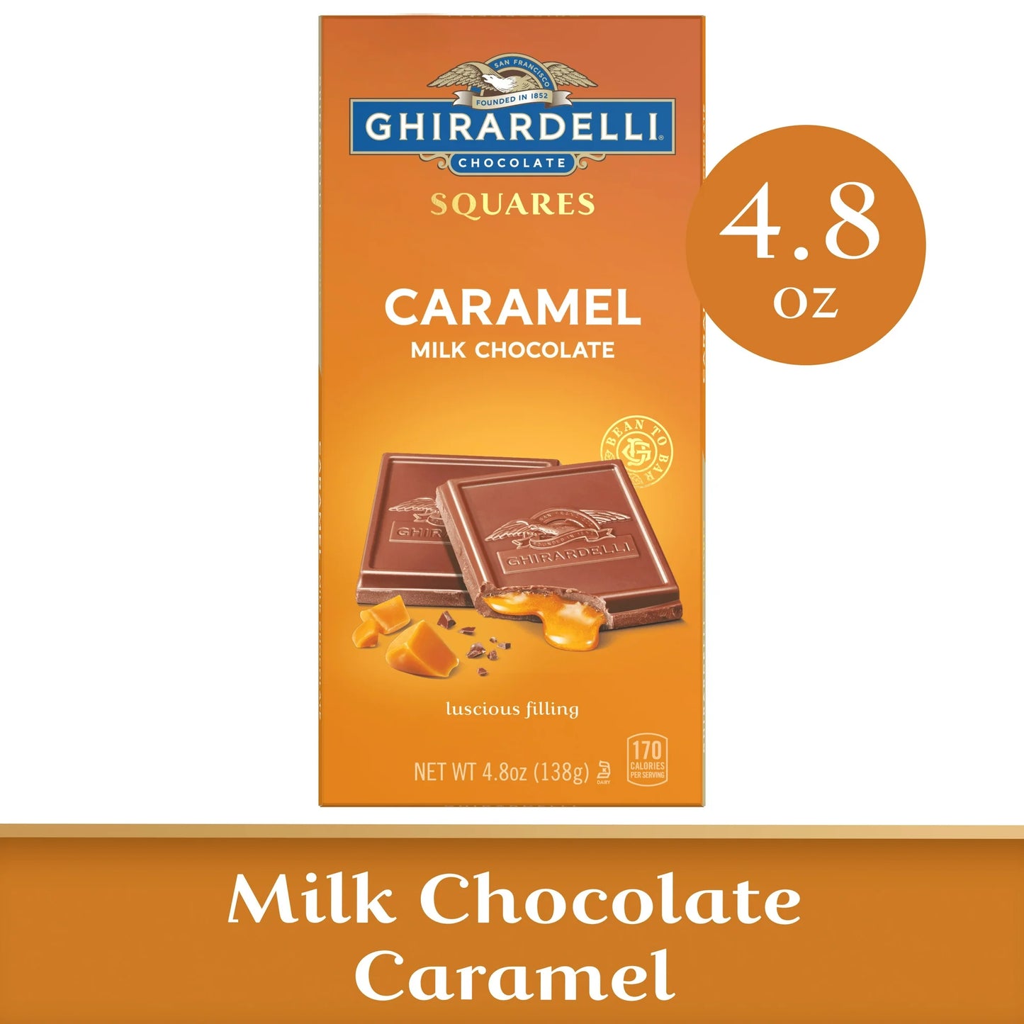 GHIRARDELLI Barra de Cuadrados de Chocolate con Leche y Caramelo - 138g