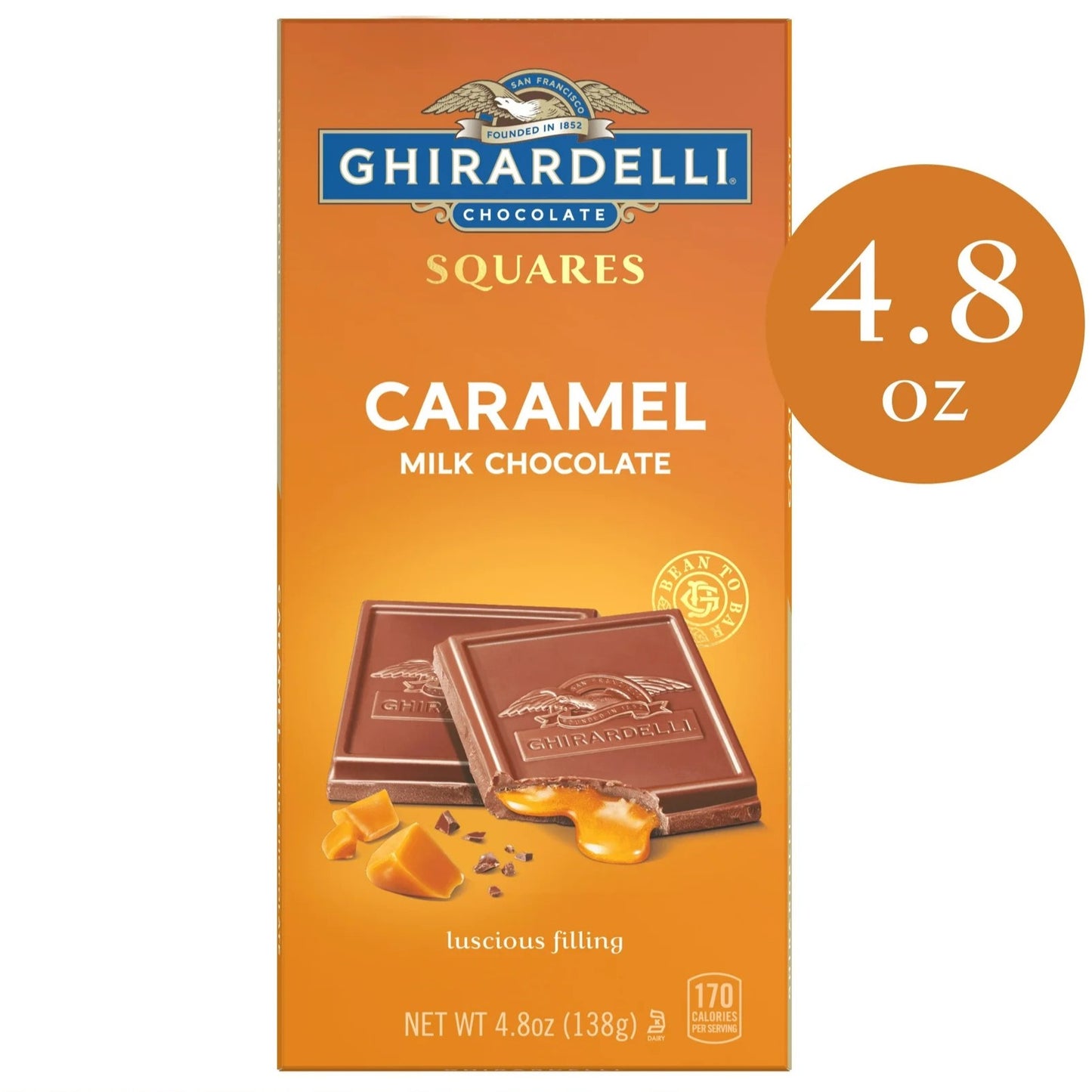 GHIRARDELLI Barra de Cuadrados de Chocolate con Leche y Caramelo - 138g