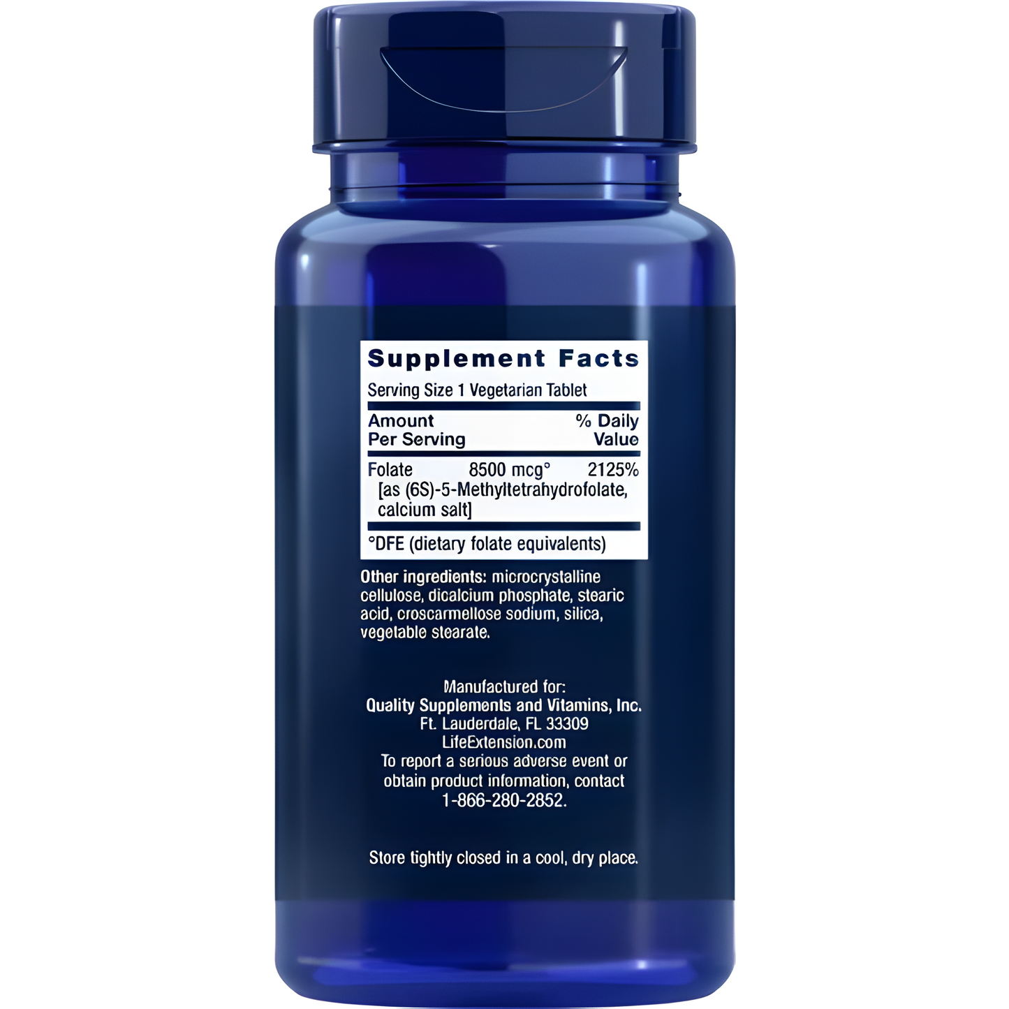 Life Extension - High Potency Optimized Folate L-Methylfolate 8500 mcg DFE, 30 tabletas vegetarianas