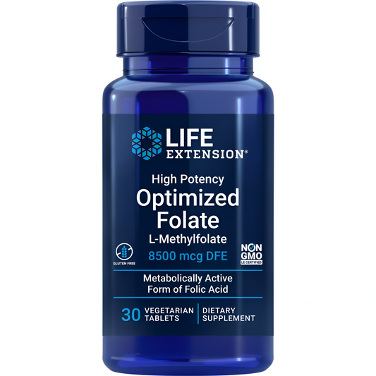 Life Extension - High Potency Optimized Folate L-Methylfolate 8500 mcg DFE, 30 tabletas vegetarianas