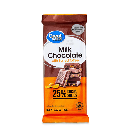 Great Value Chocolate con Leche con Barra de Caramelo Salado, 100g