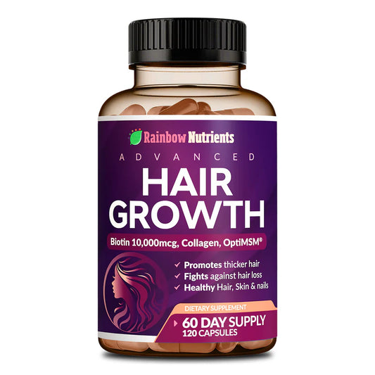 Rainbown Nutrients - Hair Growth, biotin 10,000mcg-collagen-optimsm , 120 capsulas (Copia)