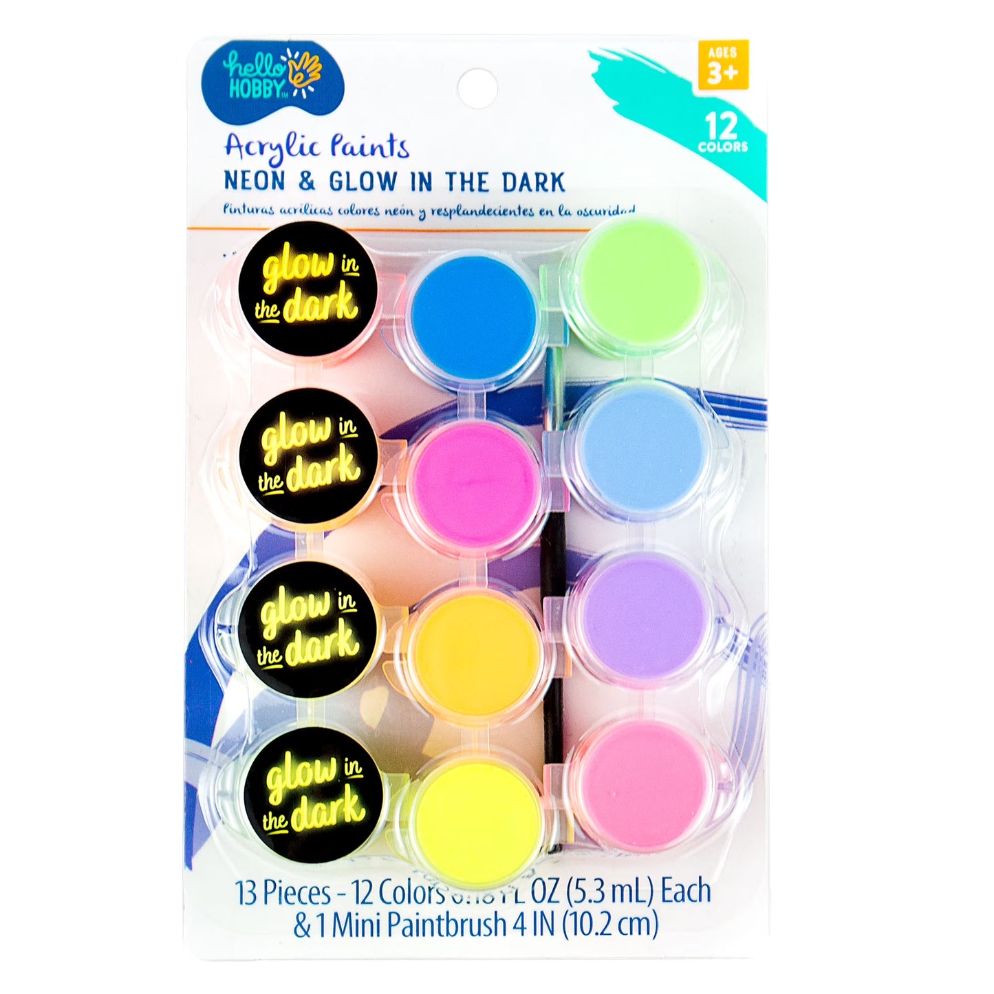 Juego de tiras de pintura acrílica y pinceles Hello Hobby para niños a partir de 3 años