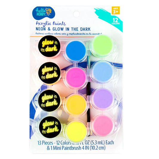 Juego de tiras de pintura acrílica y pinceles Hello Hobby para niños a partir de 3 años