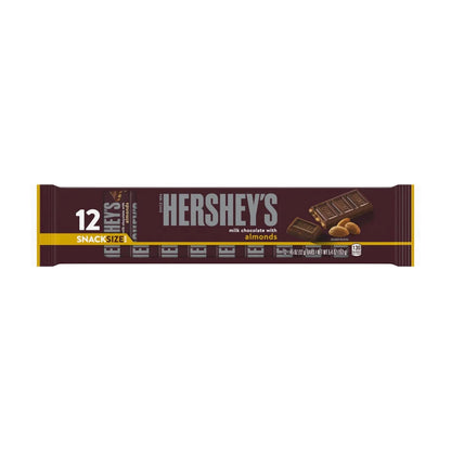 Hershey's Barras de chocolate con leche y almendras , tamaño snack, 12 unidades