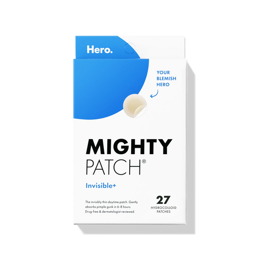 Mighty Patch de Hero Cosmetics Invisible+ Tratamiento diurno para acné, espinillas y granos con hidrocoloide, 27 unidades